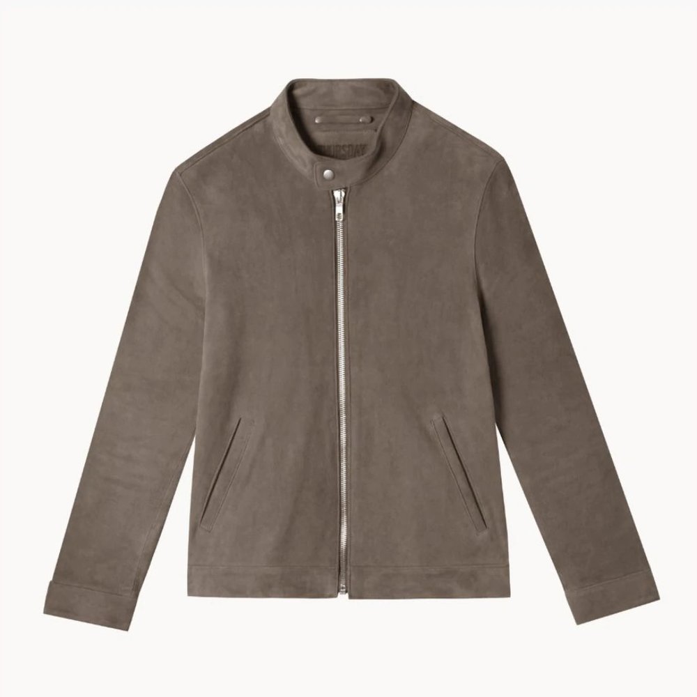 Thursdayboots Taupe Suede Racer Jacket Small